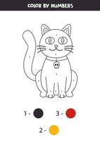 couleur chat d'halloween par numéros. feuille de travail pour les enfants. vecteur