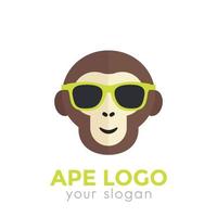 singe, singe dans le modèle de logo de lunettes de soleil vecteur