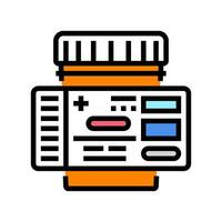 ordonnance étiquette pharmacien Couleur icône vecteur illustration