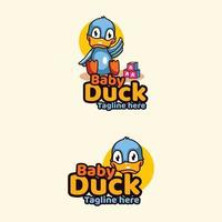 illustration de logo de mascottes mignonnes de canard vecteur