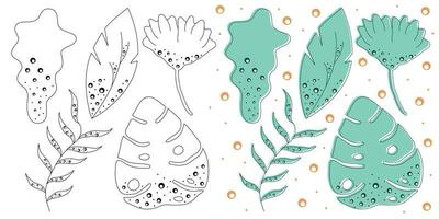 ensemble de feuilles avec bubbles.clip art, doodle, pour une décoration supplémentaire vecteur