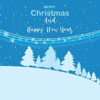 carte postale avec Noël des arbres, joyeux Noël et content Nouveau an. toutes nos félicitations sur le hiver vacances. vecteur