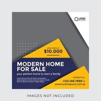 bannière carrée de propriété immobilière à domicile pour les médias sociaux vecteur