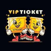 VIP billet, personnage mascotte. adapté pour logos, mascottes, tee-shirts, autocollants et affiches vecteur