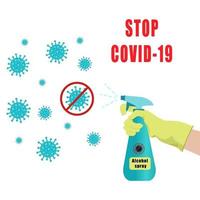 illustration de protection contre les coronavirus, spray antiseptique. vecteur