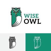 hibou sage, oiseau, mignon, animal, éducation, dessin animé, logo vecteur