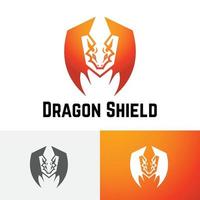 conception de logo de jeu esport de garde forte de bouclier de dragon vecteur