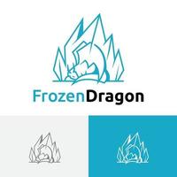 conception de logo de dragon d'iceberg de glace congelée endormie vecteur