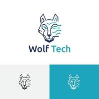 logo de technologie de circuit informatique électronique tête de loup sauvage