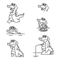 crocodile alligator drôle mignon personnage dessin animé mascotte vecteur ligne
