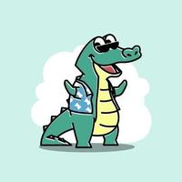 crocodile alligator été pique-nique drôle de personnage mignon dessin animé vecteur