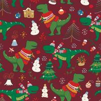 Noël dinosaures vecteur sans couture modèle.