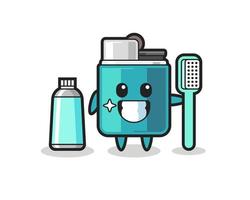 mascotte illustration de briquet avec une brosse à dents vecteur