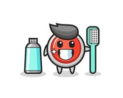 illustration de mascotte du bouton de panique d'urgence avec une brosse à dents vecteur