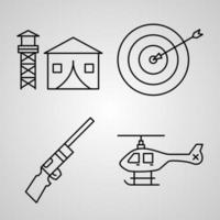 contour des icônes militaires isolés sur fond blanc vecteur