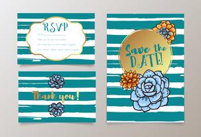 mariages, sauvegarder l&#39;invitation de date, RSVP et merci vecteur