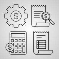 jeu d'icônes de ligne comptable isolé sur la comptabilité des symboles de contour blanc vecteur