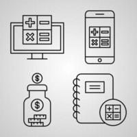 collection de symboles comptables fond icônes de contour de comptabilité vecteur