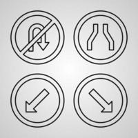 contour, signalisation, icônes, isolé, blanc, fond vecteur