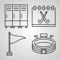 Jeu d'icônes de ligne de hockey isolé sur symboles de contour blanc hockey vecteur