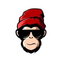 superbe tête de singe avec des lunettes logo mascotte vecteur