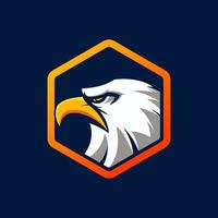 mascotte de logo vectoriel hexagonal tête d'aigle génial