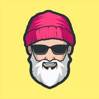 homme barbe incroyable avec des lunettes vector illustration