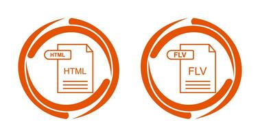 html et flv icône vecteur