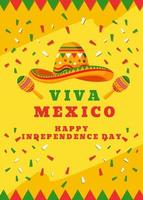 bannière verticale viva mexico joyeuse fête de l'indépendance vecteur