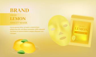 bannière de masque facial avec protection au citron frais vecteur