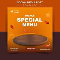 modèle de publication sur les médias sociaux du menu alimentaire. histoires de médias sociaux. vecteur