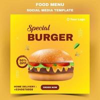 modèle de publication spécial burger sur les réseaux sociaux vecteur