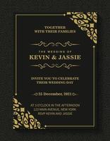 invitation de mariage noir foncé avec motif vecteur