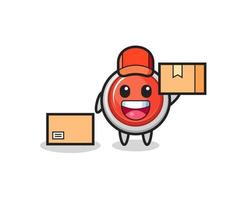 illustration de mascotte du bouton de panique d'urgence en tant que coursier vecteur