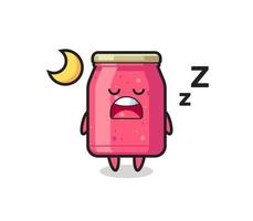 illustration de personnage de confiture de fraises dormant la nuit vecteur