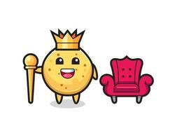 caricature de mascotte de chips de pomme de terre en tant que roi vecteur