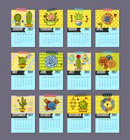 Calendrier des cactées, plantes succulentes vecteur