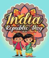 bannière de la fête de la république de l'inde avec des personnages pour enfants vecteur