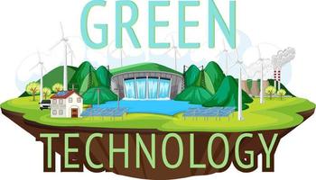 les centrales hydroélectriques produisent de l'électricité avec une bannière verte gratuite vecteur