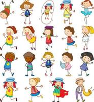 ensemble de différents personnages de dessin animé enfants doodle isolé vecteur