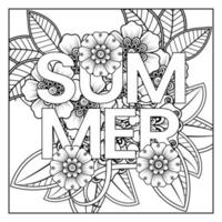 bonjour modèle de bannière d'été avec fleur de mehndi vecteur