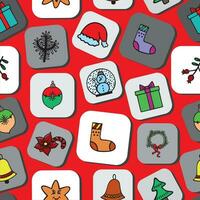Noël et Nouveau année vacances courtepointe vecteur sans couture arrière-plan, patchwork modèle avec abstrait géométrique, Facile formes, fête symbole, vacances aliments.
