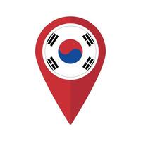 drapeau de Sud Corée drapeau sur carte localiser icône isolé rouge Couleur vecteur
