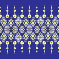 géométrique ethnique broderie floral modèle, magnifique avec marine bleu couleur, conçu pour vêtement, tuile, vêtements, textile, tapis, tissu sac. vecteur