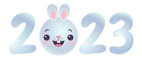 vecteur emblème pour Nouveau année de 2023 avec tête de une mignonne lapin.