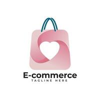 commerce électronique l'amour achats logo vecteur