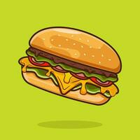 Burger vecteur icône illustration. déchet nourriture icône concept vert isolé. plat dessin animé style adapté pour la toile atterrissage page, bannière, prospectus, autocollant, carte, Contexte