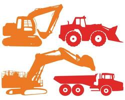 construction machine silhouettes vecteur illustration