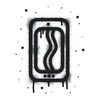 vaporisateur peint graffiti cellule téléphone signe noir sur Haut. mobile téléphone symbole. isolé sur blanc Contexte. vecteur illustration