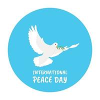 colombe sur le cercle bleu. journée internationale de la paix. vecteur
